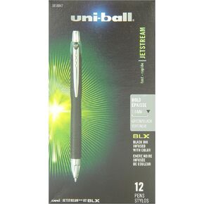 uniball Jetstream Retractable Ballpoint Pen, 1 Mm, Blue-Black Ink, Black Barrel