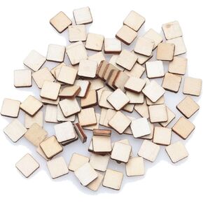 SOWAKA 100 Pcs Wooden Slices Natural Unfinished Wood Small 1cm Woodblocks Square Blocks for DIY Crafting Making Project Home Decoration Puzzle Making