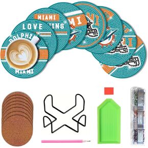 BARTOGRO 8 PCS Diamond Painting Coasters Kit ، DIY Football Diamond Art Coaster