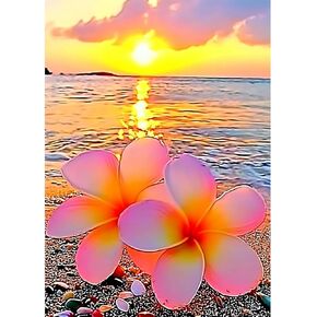 CEOVR Diamond Painting Kits, Beach Flower Diamond Art Dots for Adults Beginners, 5D Full Drill DIY Crystal Flower Gem Art, Adult Crafts Kits Arts and Crafts, Wall Decor for Home Office 12x16inch