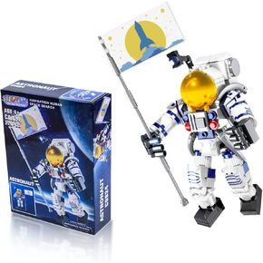 SIENON Astronaut Toys Building Kit for Kids and Adults-229pcs Building Block Astronaut Figure Holding The Flag with Movable Joints, DIY Spaceman Assembly Construction STEM Toy City Space Building Set