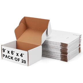 20 Pack 9x6x4 Inch Shipping Boxes - BM964 Small Corrugated Cardboard Boxes for Mailing, E-Commerce, Storage, Gift Wrapping, Small Business Packaging