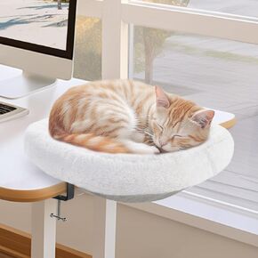 LOOBANI Cat Desk Bed – Ease of Use Cozy Soft Cat Bed for Desk, Sturdy Structure with Stable Clamp Desk Nest Attachment for Home Office Desks, Gaming Desks, Keeps Cats Off Desks and Keyboards