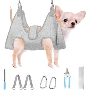 Supet Dog Grooming Hammock, New Pink Small Dog Sling for Nail Trimming, Back Protect Hanging Harness for Claw Care, Nail Trimming Restraint with Thick Fabric