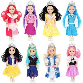ONEST 8 Sets 6 Inch Dolls Cute Girl Doll Include 8 Pieces Girl Mini Dolls, 8 Sets Handmade Doll Clothes and Shoes