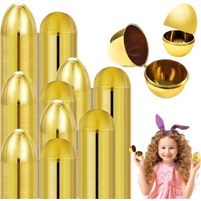 The Dreidel Company Golden Easter Eggs Metallic Gold, Goodie Basket Prize, Eggs are Hinged, 2.38" Inch (12-Pack)