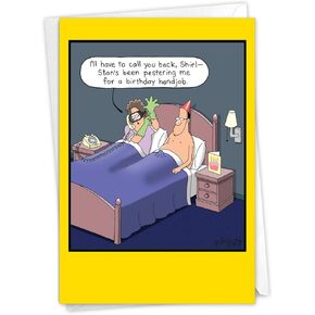 NobleWorks - 1 Cartoon Birthday Greeting Card Funny - Hilarious Bday Notecard with Envelope, Comic Humor Celebration - Fartbit C9323BDG
