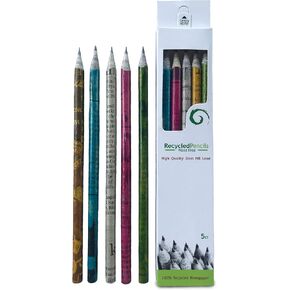 إبداعات Eco Friendles Earthbound Enco -Friendly Wood & Plastic Free Rainbow Paper المعاد تدويرها 2 أقلام الرصاص للمدرسة والمستلزمات المكتبية