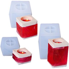 قوالب راتنج شموع حامل الشمعة ، 3pcs مستطيل شمعة القوالب الإبوكسي صب لقوالب DIY Crystal Candle Holders حفل زفاف الزفاف ديكور المنزل