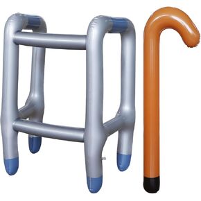 Doerdo 2PCS Walker و Cane ، وملحقات الأزياء القديمة المضحكة في العمر لليوم المائة من زخارف حفل تقاعد المدرسة في المدرسة