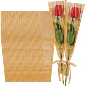 BEISHIDA 100 Pcs Flower Bouquet Wrapping Paper, Flower Bags for Bouquets, Kraft Paper Flower Bouquet Bag, Clear Flower Sleeves Bulk for Florist Supplies, Mother's Day, Valentine's Day(15.7 x 13.7in)