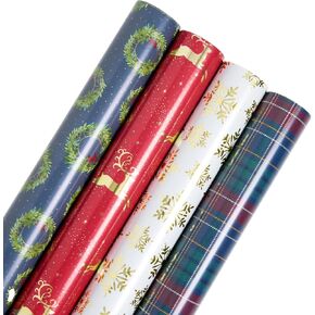 Gartner Studios 12 Foot Premium Premium Whimsy Holiday Gift Paper - 4 لفات مع خطوط الشبكات لسهولة القطع in Saudi Arabia