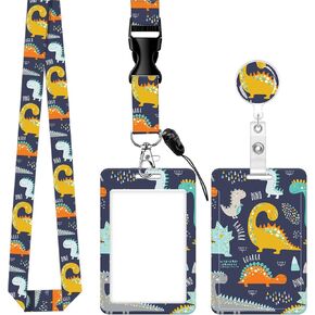 Badge Reels Retractable with Carabiner Reel Clip, ID Name Tag Work Badge Holder Belt Ferrule, Identity ID Badge Holder Cover Case for Office Work Nurse Teacher Student Gifts(Cute Alien)