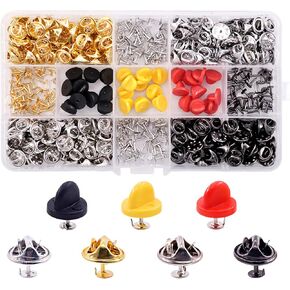 430 Pcs Butterfly Clutch Tie Tacks Pin Back with 8mm Blank Pins Metal Replacement Lapel Fastener Clasps for Brooch, Cufflink, Jewelry Making (Silver, Gold, Black, Nickel)