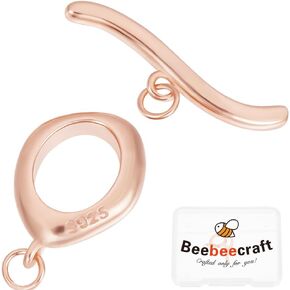 Beebeecraft 1 Box 1 Set Toggle Clasps 925 Sterling Silver OT Toggle Clasps Jewelry Clasps for DIY Necklace Bracelet Jewelry Making