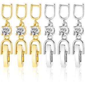 6 Pcs Bracelet Extender Clasp, Small Fastener Extension Clasps Fold Over Necklace Extenders for DIY Craft Making Bracelet Necklace Anklets (Gold, Silver)