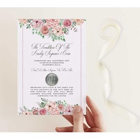 Old Sixpence Coin and Wedding Card for Bride, Something Old, Something New, Something Borrowed, Something Blue, and a Sixpence for Her Shoe.