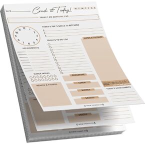 Daily Planner, Crush It Today, Undated Tear-Off Sheets Notepad (50 Sheets) Includes Calendar, To-Do List, Organizer, Scheduler for Goals, Tasks, Mood, Ideas, and Notes, 8.5 X 11, A4 Sheets. Made in the USA (Island Blue)