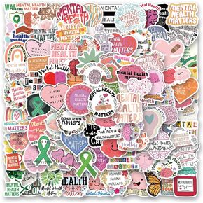 110 Mental Health Issues Stickers, Vinyl Sticker Pack for Water Bottles, Journals, Laptops, Therapist Office Decor, Counselor Office Essentials, Mental Health Awareness Positive Quotes Stickers