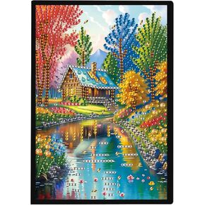 JISHSHAY Diamond Painting Notebook Diamond Art Journal Diamond Painting Kits Notepad Diamond Art Kits for Adults Composition Notebook Diamond Art Accessories Journaling Notebooks Diary A5 House