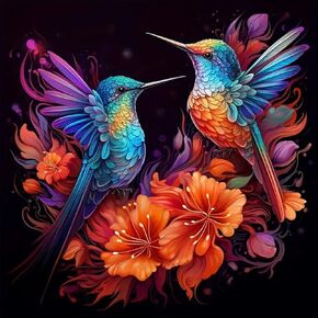 Acudotr Diamond Painting Kits for Adults, 5D DIY Bird Diamond Art Kits for Beginners, Full Drill Diamond Painting Kits for Home Wall Decor, Hummingbird, 12x12 Inch