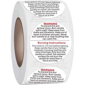 UPSTORE 500Pcs Candle Warning Labels 1.5inch Round Candle Safety Sticker for Candle Making DIY Candle Jars, Black, FBA-GUS0069814