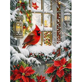 SKRYUIE 5D Christmas Diamond Painting Kits - DIY Diamond Art Kits for Adults Bird, Full Round Drill - Crystal Embroidery Cross Stitch - Craft for Wall & Office Decor - 12x16 Inch k10