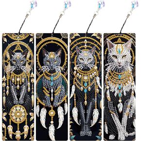 4 PCS Diamond Art Bookmarks for Adults Diamond Painting Bookmarks Diamond Painting Bookmark Kits Diamond Art Book Marks Diamond Painting Book Marks Diamond Art Bookmark Kits Cat