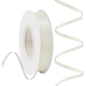 Ivory Satin Ribbon 1/8 Inch 50 Yards Double Faced Polyester Satin Ribbons for Gift Wrapping DIY Crafts Weddings Invitations Flower Bouquet Bow Making Home Decor Sewing