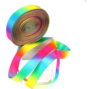 Molshine 100yd × 1 بوصة ملونة مزدوجة الشريط الساتان الساتان لالتقاط اليدين DIY العطلات الزفاف- قوس قزح سبعة ألوان (1 "25 ملم)