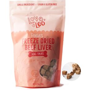 Love Leo Freeze Dried Beef Liver Dog Treats - Fill Their Bellies with Love Healthy Pet Training Treats - All Natural, Single Ingredient, High Protein - 4oz