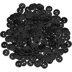 200 Pcs Black Sewing Buttons 2 Holes Flatback Resin Buttons 5/8"(15mm) Button Clothes Sewing Replacement Button Solid Color Button for Sewing and DIY Crafts