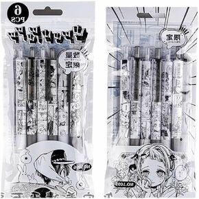 12 PCS Hanako-kun Pen 0.5MM Black Ballpoint Pens Hanako-kun Cosplay Yashiro-Nene Cosplay School Supplies Cute Mokke Plush Keychain (pens)