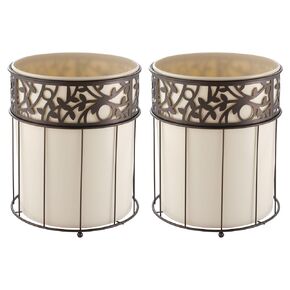 iDesign Vine Metal and Plastic Wastebasket Trash Can Garbage Can for Bathroom, Bedroom, Home Office, Kitchen, Patio, Dorm, College, Vanilla Tan and Bronze