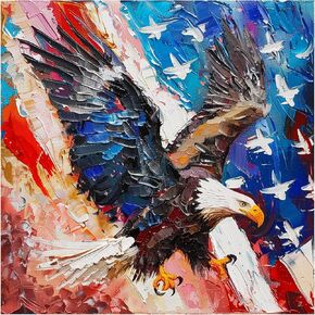 Maripabon 5D Painting by Numbers Kits National Flag Eagle Military Full Diamond DIY Round Diamond Art Kits Patriotic Pictures Art for Home Wall Decor,15.7x11.8 inch