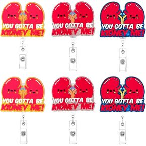 6pcs Anatomy Organs Nurse Assistant Badge Reel Retractable Stand Cute Funny Name Tag ID Card, Anatomy Surgery Heart Brain Lung Kidney Uterus Uterus Hospital Work Bulk Gift Essentials