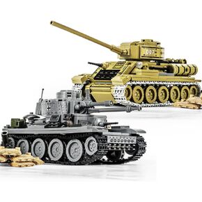SEMKY Military Series 38T Tank + T34 Tank 2 in 1 MOC Building Blocks（1000 Pieces）,WW2 Army Tank for Kid and Military Fan