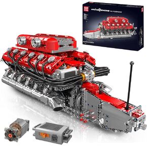 Mould King V12 Engine Model Kit That Works - 3472 PCS Build Your Own Model Engine Kit for Adults, 12-Cylinder Car Engine Kit More Power than V8 Engine, 6.5-Liter Motor Building Kits for 8+ Kids Adults