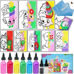 9 in 1 Sand Art Pictures Craft Sand - Сolor Sand Art Pictures Sand Painting - Color Splash Sand Art Magnet Set - Sticker Sand Art Sheets Peel and Stick – Colored Sand for Sand Art Kit