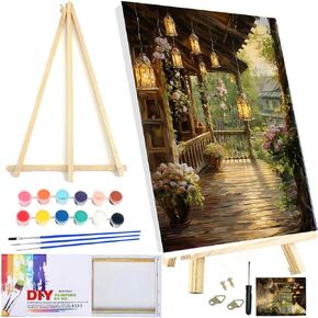 KICHANG Hallways Framed Paint by Number for Adults Canvas,DIY Paint by Numbers Kit for Adults Arts Crafts for Adults Beginner with 2 Paint Brushes,Acrylic Paint Kit for Home Wall Decor-8x12in