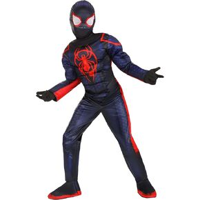 Marvel Integrated Spider-Man Official Youth Deluxe Zentai Costume - Stretch Spandex with Hidden Zippers and Wrist Slits