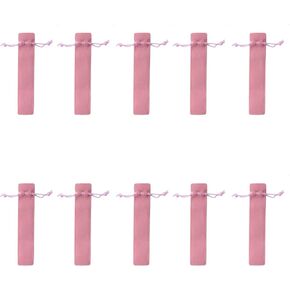 sowaka 10 Pcs Pen Pouch Bags Small 6.9 x 1.4 Inch Velvet Drawstring Pencil Sleeve Holder for Protecting Gifting Storage Things Office Adult Business Supplies (Pink)