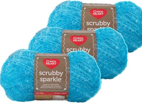 Craft County 3 Pack Sparkle Scrubby Yarn - بوليستر خيوط ليفية للحياكة والكروشيه - in Kuwait