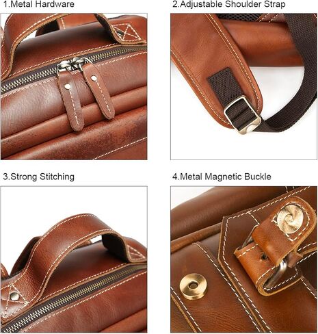 LANNSYNE Vintage Genuine Leather Backpack For Men Fits up to 15" Laptop Travel Hiking Rucksack in Saudi Arabia