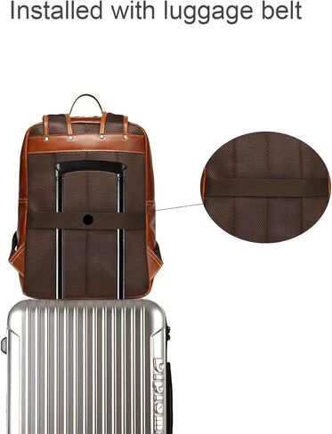LANNSYNE Vintage Genuine Leather Backpack For Men Fits up to 15" Laptop Travel Hiking Rucksack in Saudi Arabia