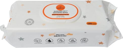 Aurora Pet Wipes – 100% Natural, Plant-Based Hypoallergenic Grooming Wipes for Dogs & Cats – Extra-Durable, Large & Thick for Effortless Cleaning (Lavender, 100 Count) in Kuwait