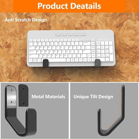 2-in-1 Keyboard Wall Mount - Metal Hanger with Adhesive & Screws, Fits Mechanical Keyboards Up to 3cm Thick in Saudi Arabia