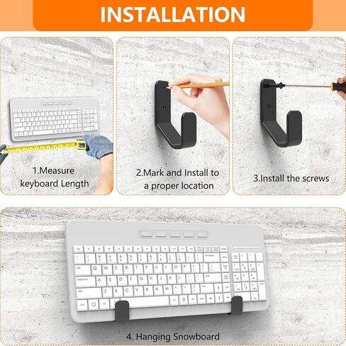 2-in-1 Keyboard Wall Mount - Metal Hanger with Adhesive & Screws, Fits Mechanical Keyboards Up to 3cm Thick in Saudi Arabia
