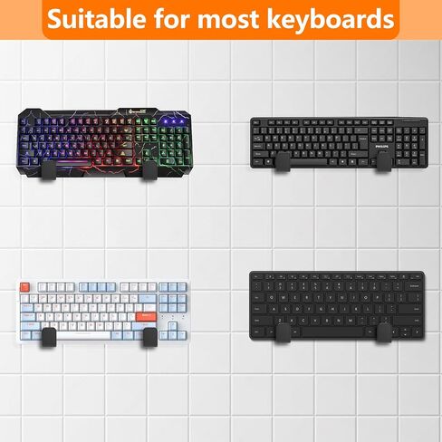 2-in-1 Keyboard Wall Mount - Metal Hanger with Adhesive & Screws, Fits Mechanical Keyboards Up to 3cm Thick in Saudi Arabia