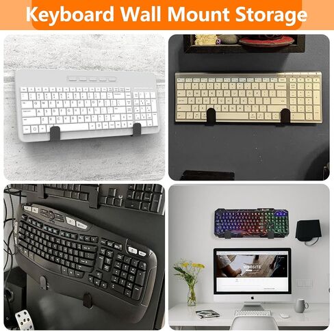 2-in-1 Keyboard Wall Mount - Metal Hanger with Adhesive & Screws, Fits Mechanical Keyboards Up to 3cm Thick in Saudi Arabia